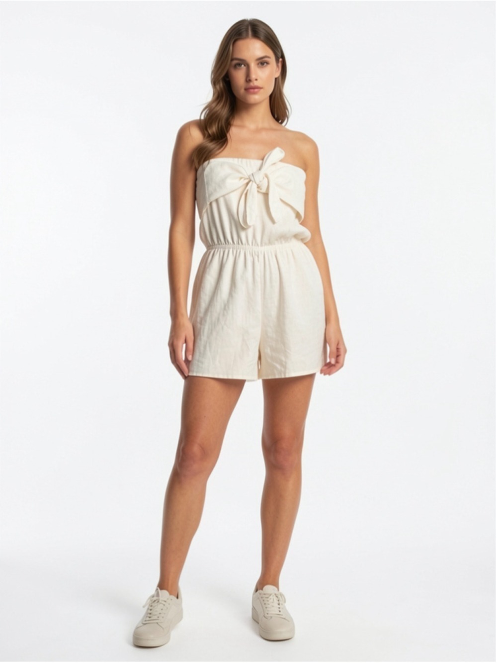A.Peach Brand Strapless Tie Front Romper